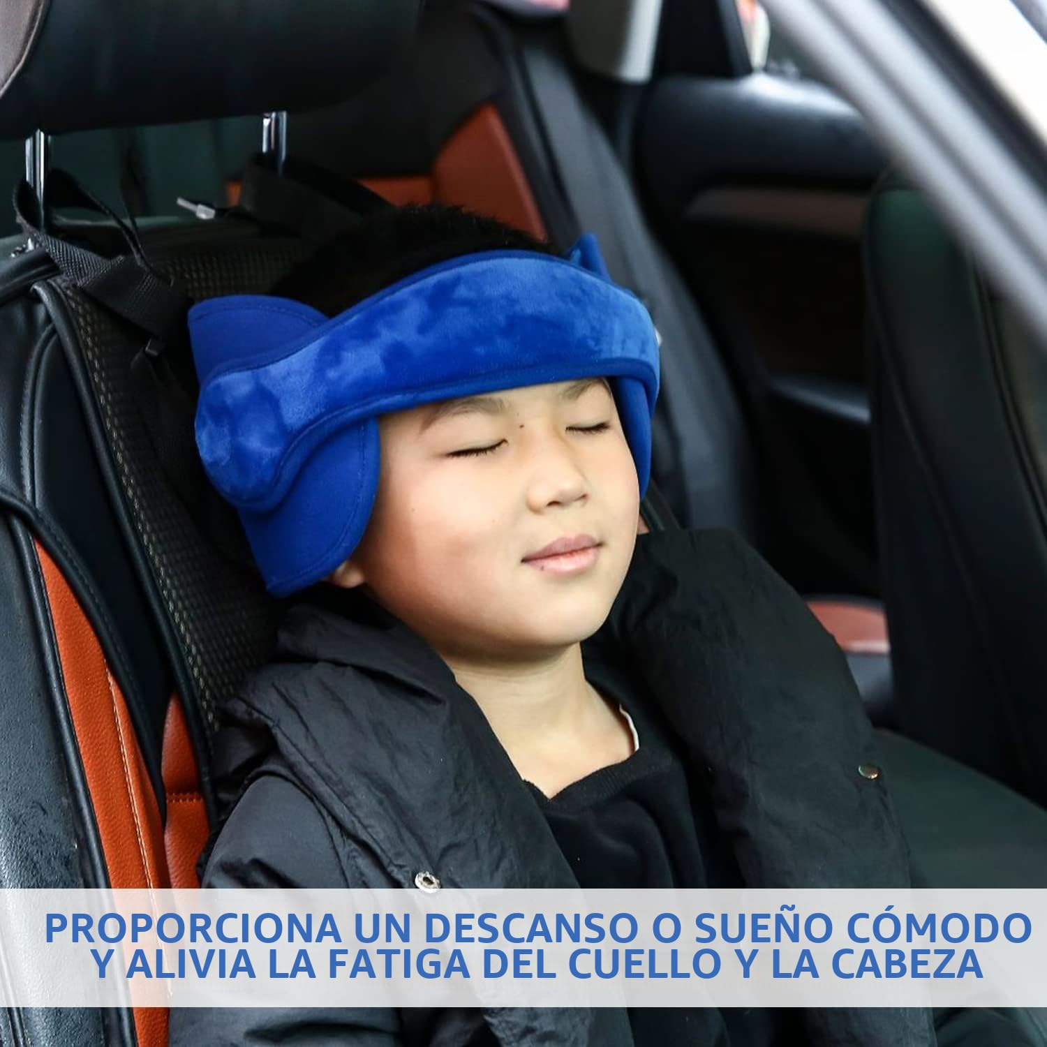 1 reposacabezas para bebé, cinturón de ayuda para dormir, reposacabezas ajustable para asiento de seguridad infantil, almohada de seguridad suave y cómoda para bebé niño adulto azul