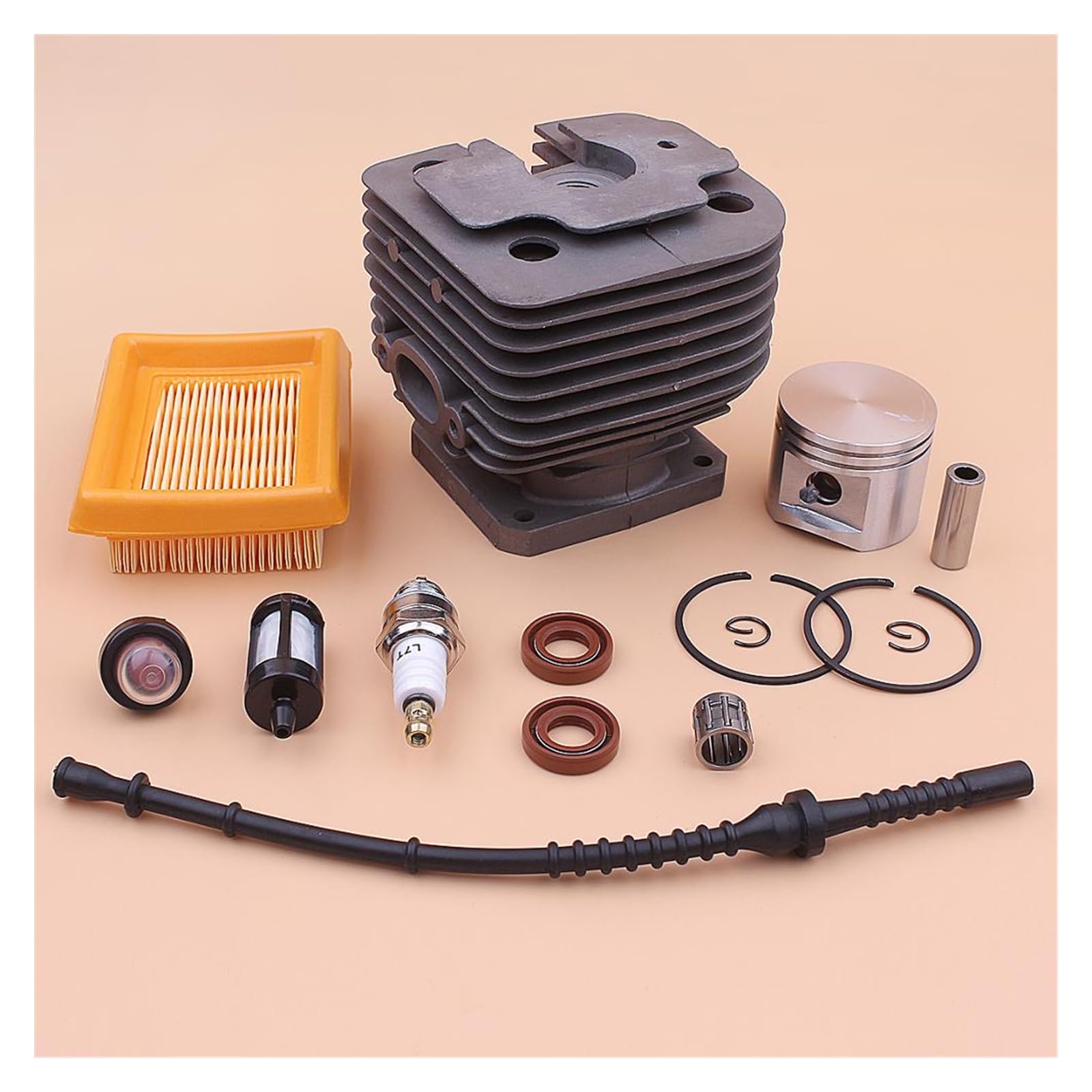 1 Juego de Kit de pistón de cilindro de 42mm for Stihl FS450 FS 450, línea de filtro de combustible de aire, sello de aceite, bombilla de imprimación, bujía, recortadora de césped 4128 020 1211