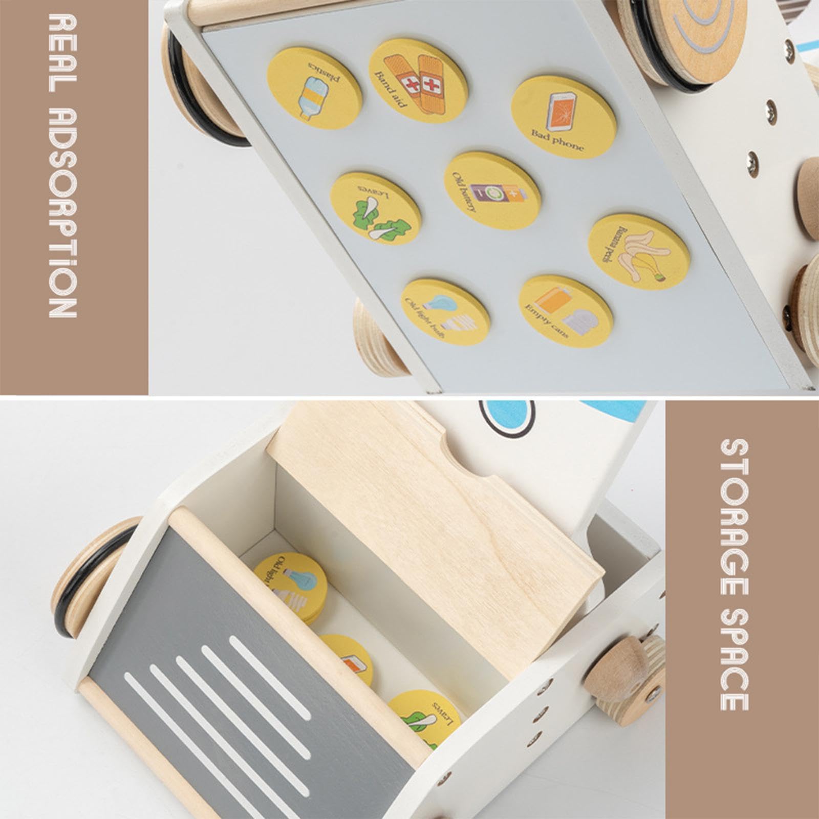 MagiDeal Giocattolo per la Pulizia dei Bambini interattivo per Bambine e Bambini dai 3 Anni in su, in Legno, Versatile, per Giochi di Ruolo, Gioco di finzione, Bianco