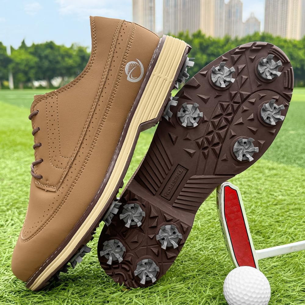 THESTRON Professional Golf Shoes for Men 7 Spikes Outdoor Golf Training Sport Sneakers Mens Size 7-15 Golf Trainers