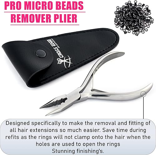 Miniatura 6 de Pro - Herramientas de extensión de cabello, mini 3 agujeros, microcuentas de silicona y nanoanillos, extensiones de cabello, alicates para abridor y