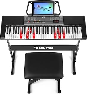 MUSTAR 61 Key Digital Piano Keyboard mit Leuchttasten, Keyboard Piano für Anfänger, mit intelligenter Lernfunktion
