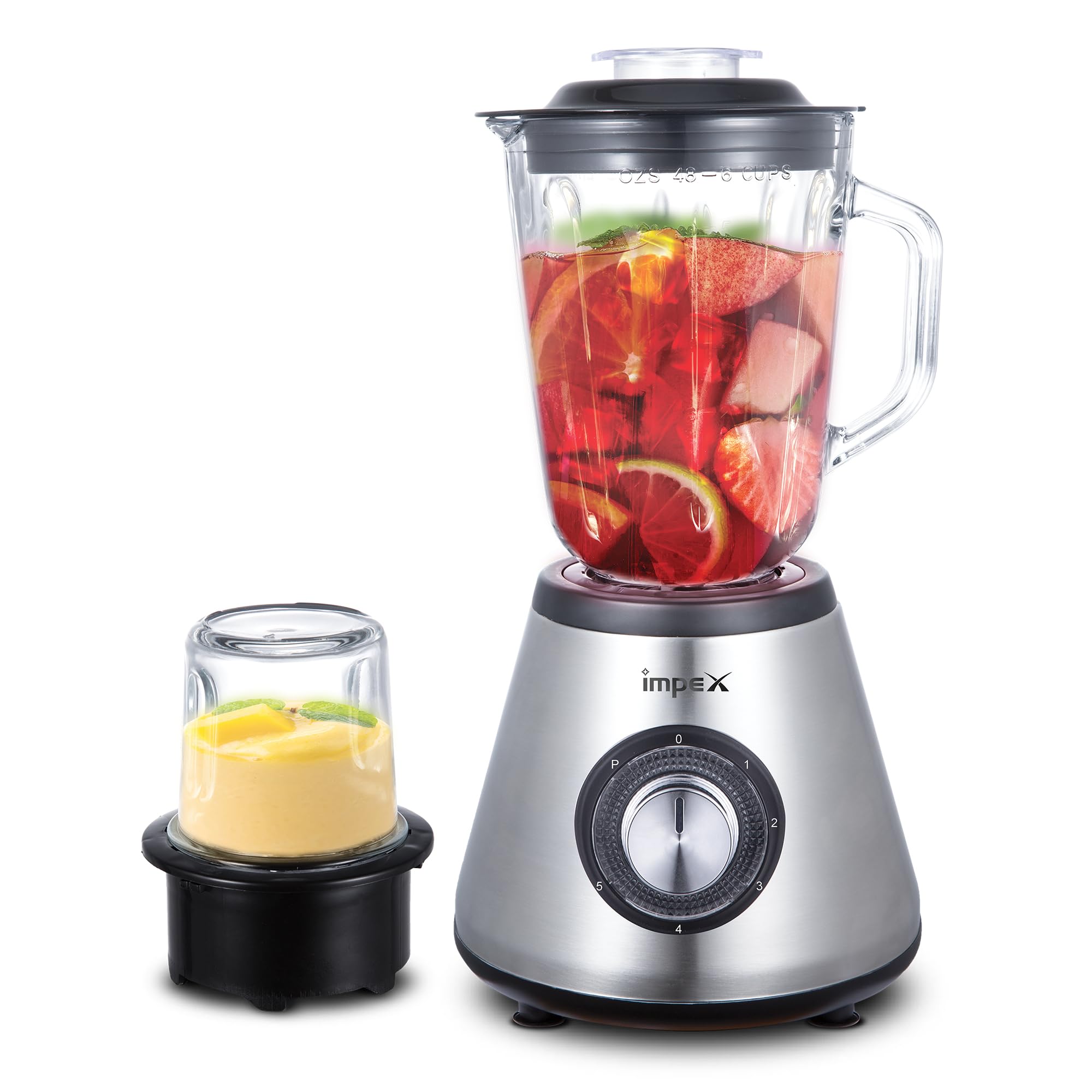 Blender Mixer Grinder 2 in 1 & IceCrusher with600W CopperMotor, 1.5L Glass Jar,Stainless Steel 6Blade Ice Crusher, 150g Grinder Jar, 5 Speed & Pulse Control,Safety Switch, 2Year Warranty BL 3507