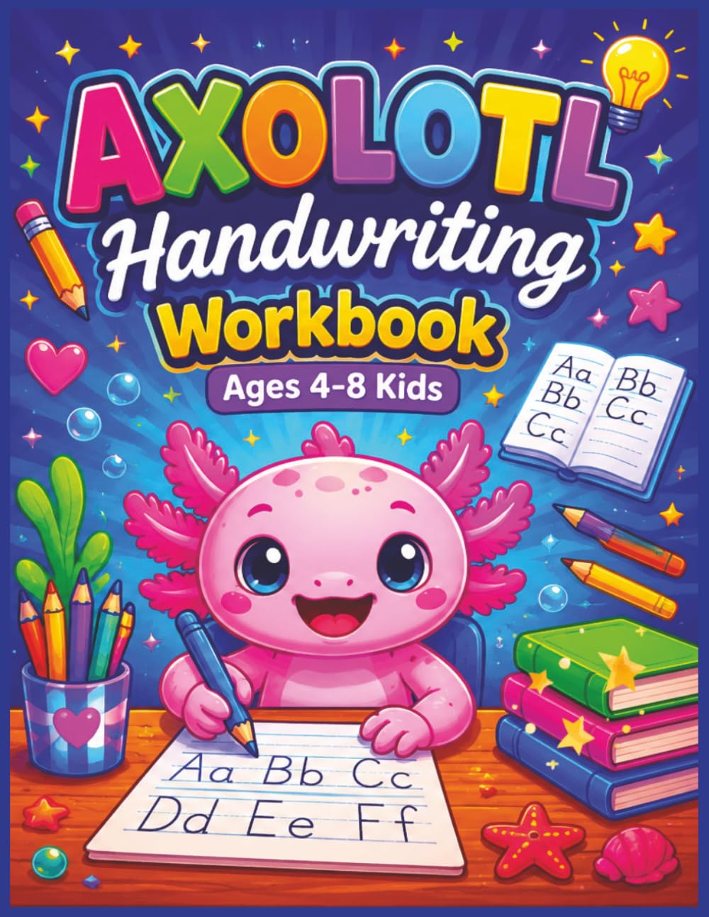 Axolotl Handwriting Workbook for Kids Ages 4-8: Alphabet Tracing, Letter Formation, Printing Practice, Fine Motor Skills