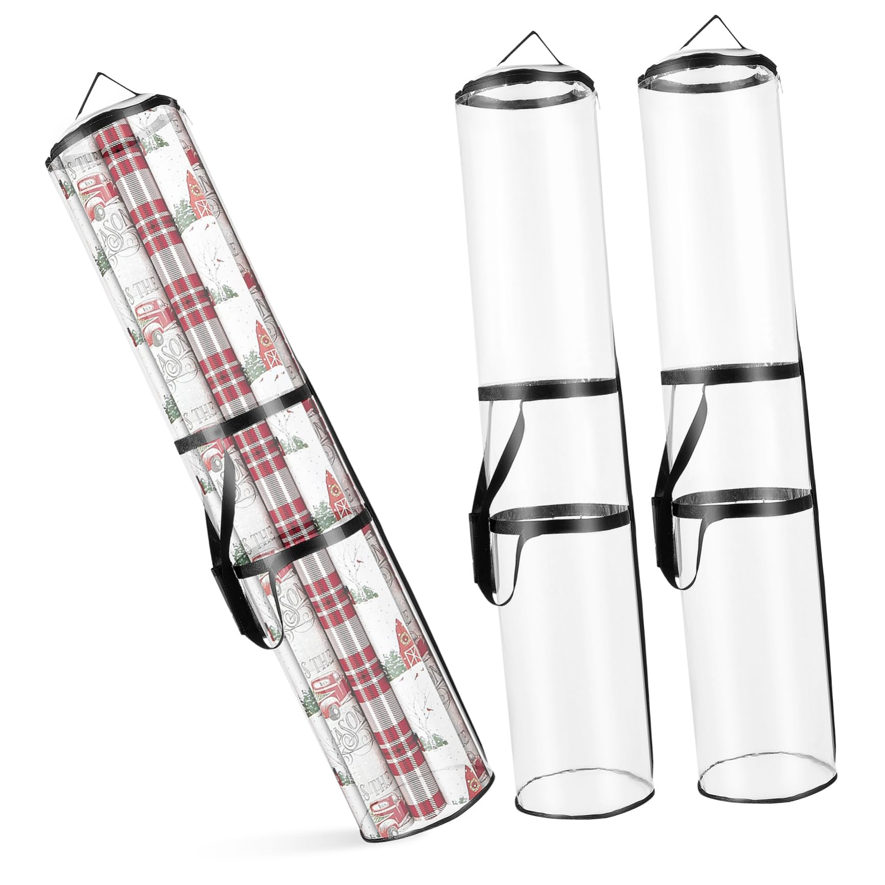 ARTIBETTER Wrap Organizer Storage Bag 2 Pcs PVC Roll Paper Storage Wrapping Paper Holder