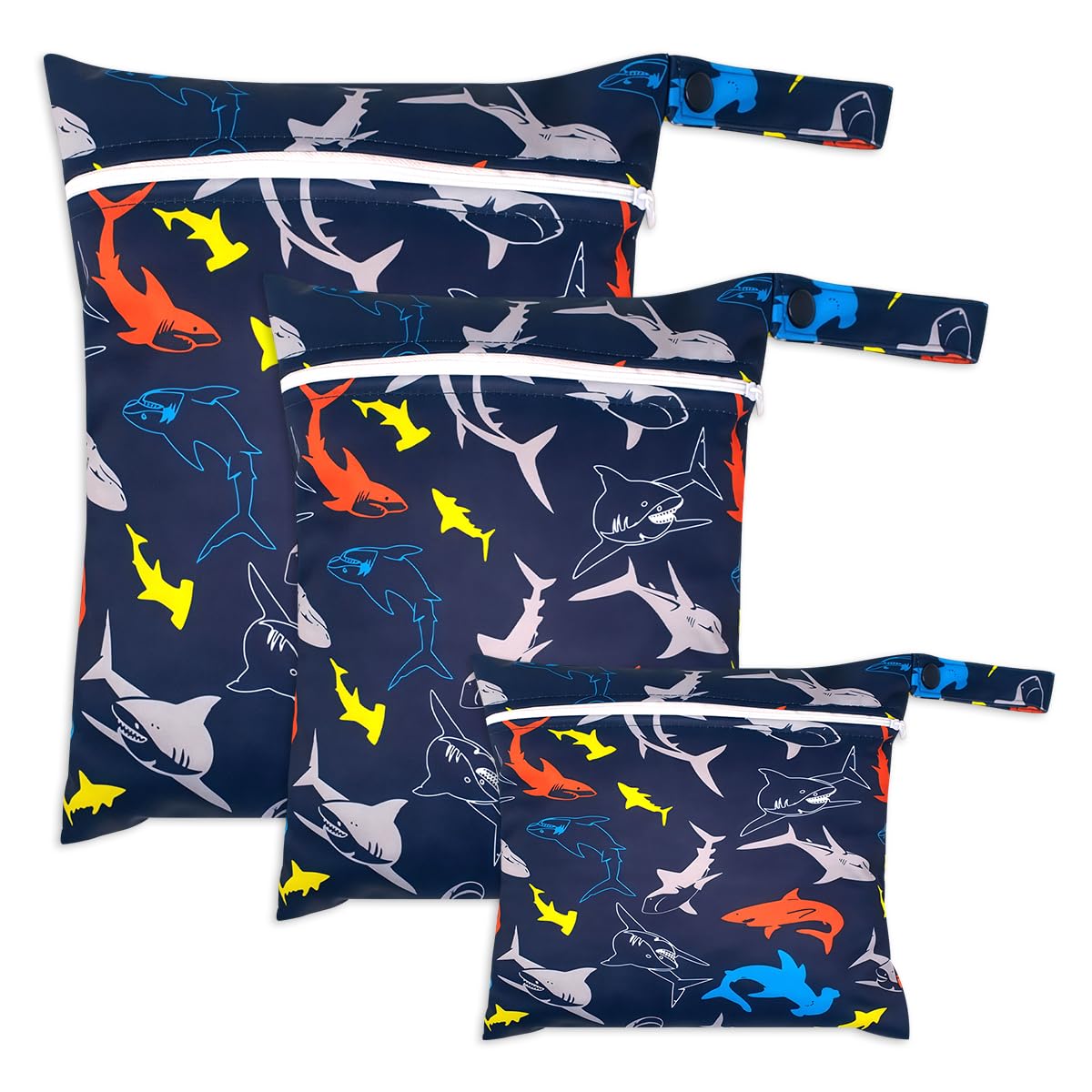 3 Pièces Réutilisable Pochette Humide et Sèche, 26x36cm Sac à Langer de Voyage Plage Piscine, Sacs à Couches Lavables, avec Fermeture éclair, Idéal pour Vêtements, Affaires bébé, Natation, Gym