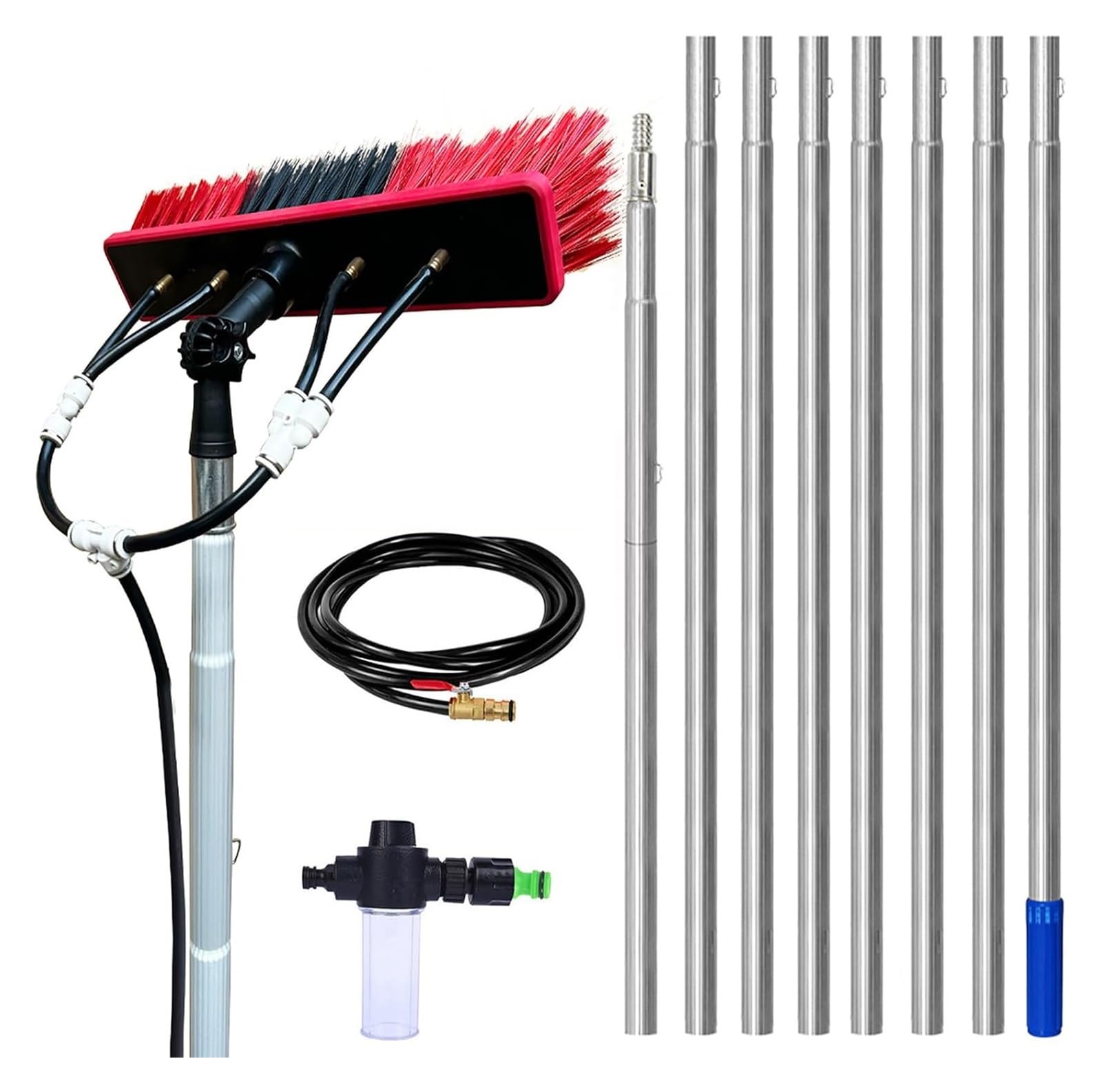 Telescopic Cleaning Brush Extendable Water-Fed Pole Adjustable Angle(55cm Brush,11.3m)