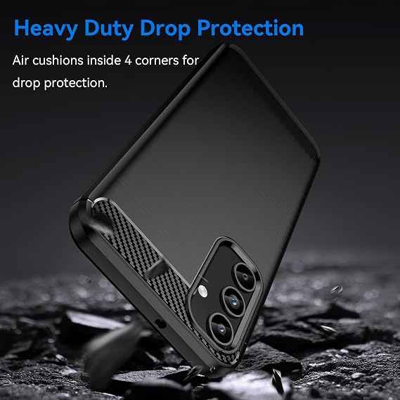 Osophter for Samsung Galaxy A15 5G Case: with 2pcs Screen Protector Shock-Absorption Flexible TPU Rubber Protective Cover for Samsung A15 Phone Case(Black)