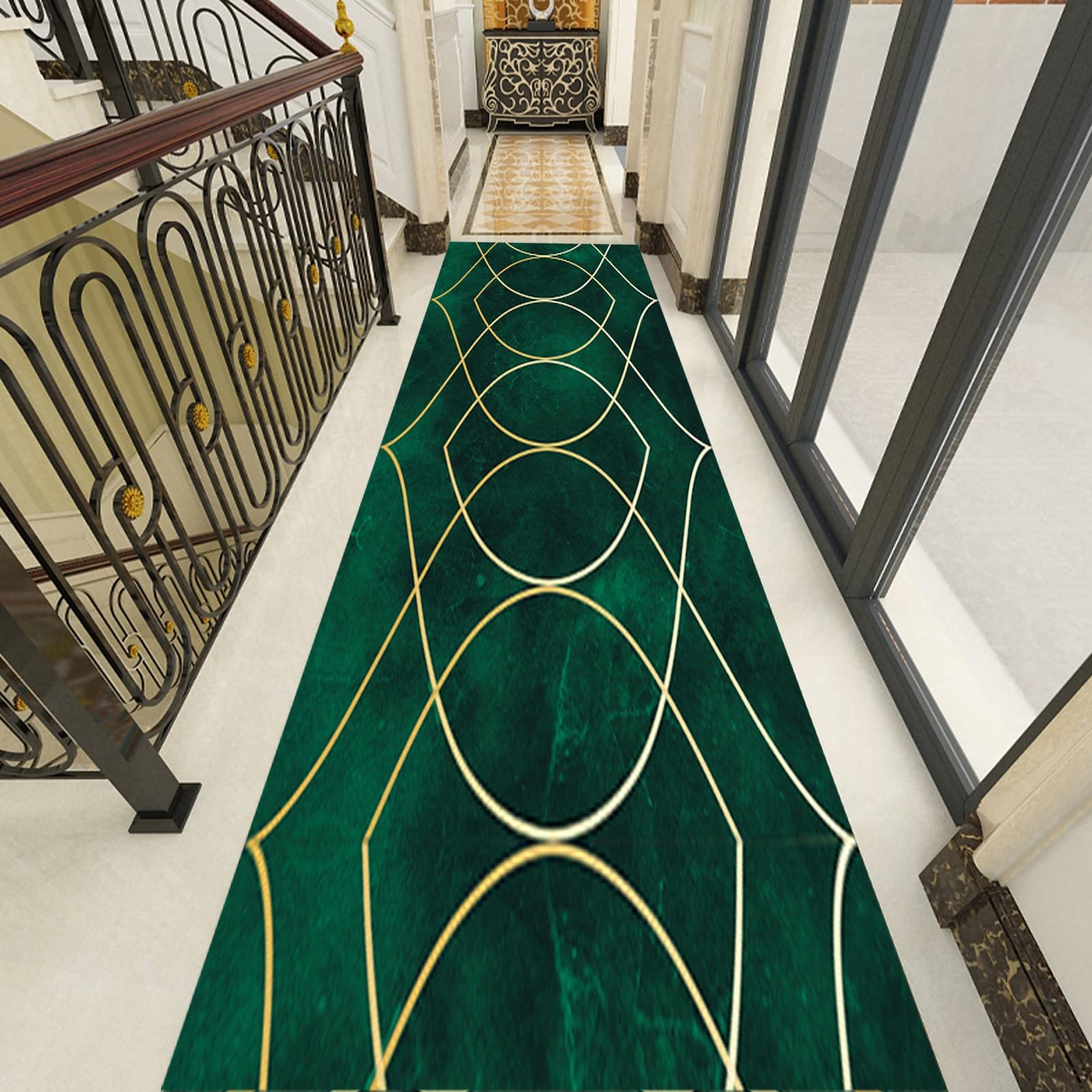 Tapis de sol cuisine et entrée vert moderne lavable 60x500cm