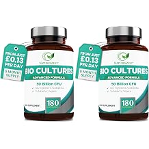 Bio Cultures Complex 50 Billion CFU   6 Months Supply   Lactobacillus Acidophilus & Saccharomyces Boulardii   180 Vegan Capsules   for Women & Men Pack of 2