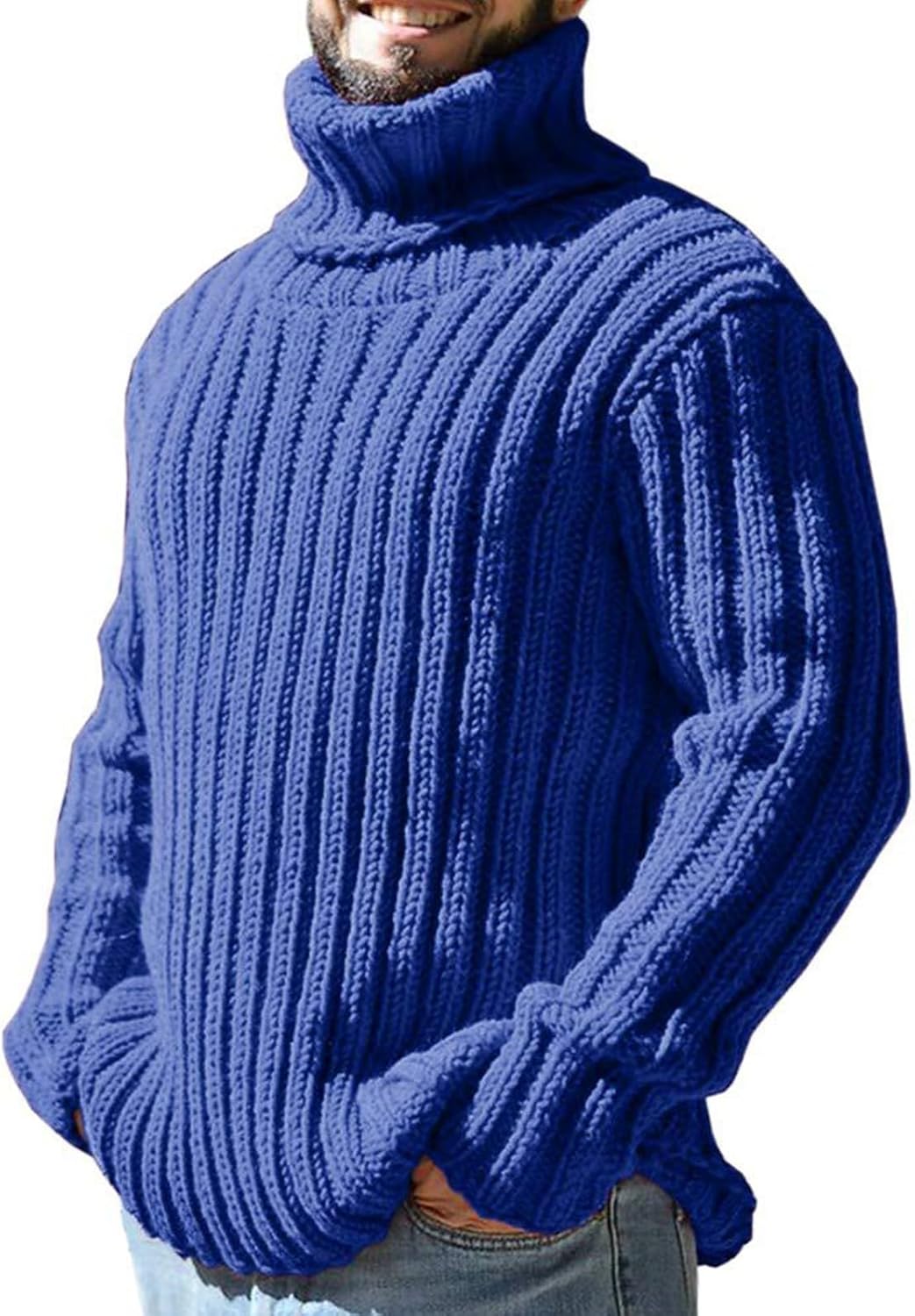 ZYXTIM Mens Sweaters Turtleneck Cable Knitted Pullover Sweaters Long Sleeve Slim Fit Chunky Thermal Winter Pullovers Jumper