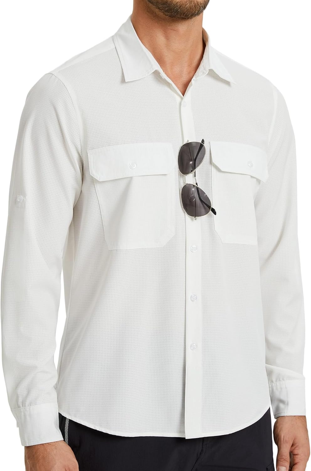 Mens 571 Performance Fishing Shirts Long Sleeve UPF 50+ Sun Protection Quick Dry Cooling Hiking Travel Button Down Shirt