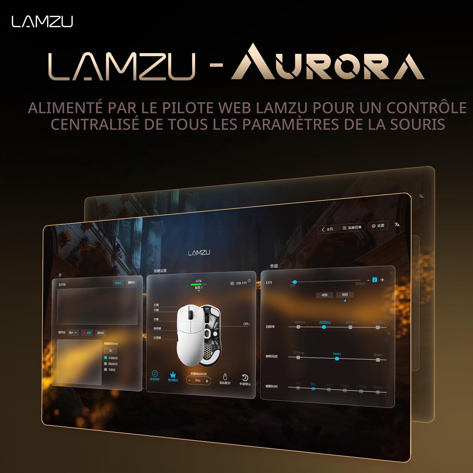 Lamzu Maya X Souris de jeu ultra légère 47 g, commutateur optique, 30 000 DPI, symétrique, MCU Nordic, encodeur anti-poussière, capteur PAW3950 (blanc)