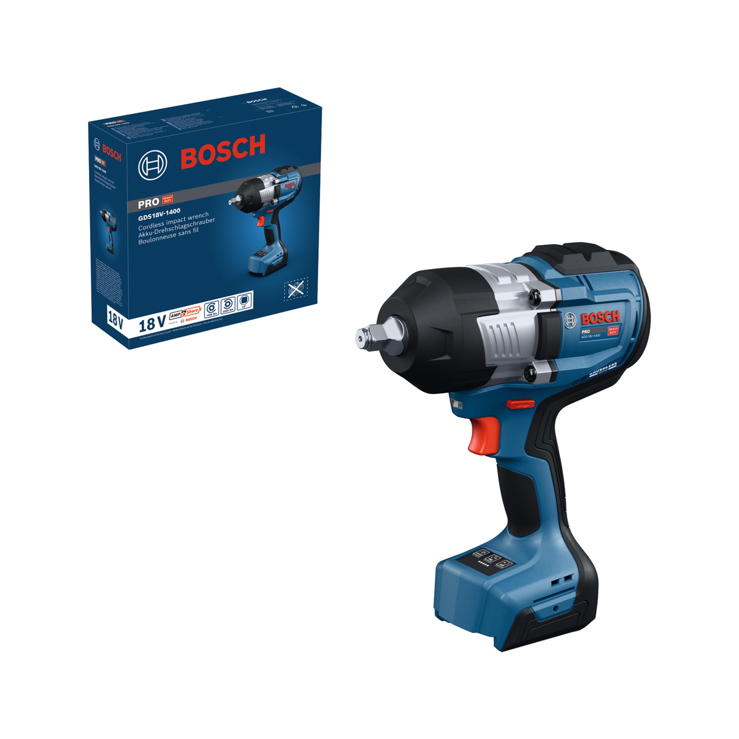 Bosch PRO HEAVY DUTY GDS18V-1400 (1/2) Llave de impacto, sistema de 18 V (caja de cartón)
