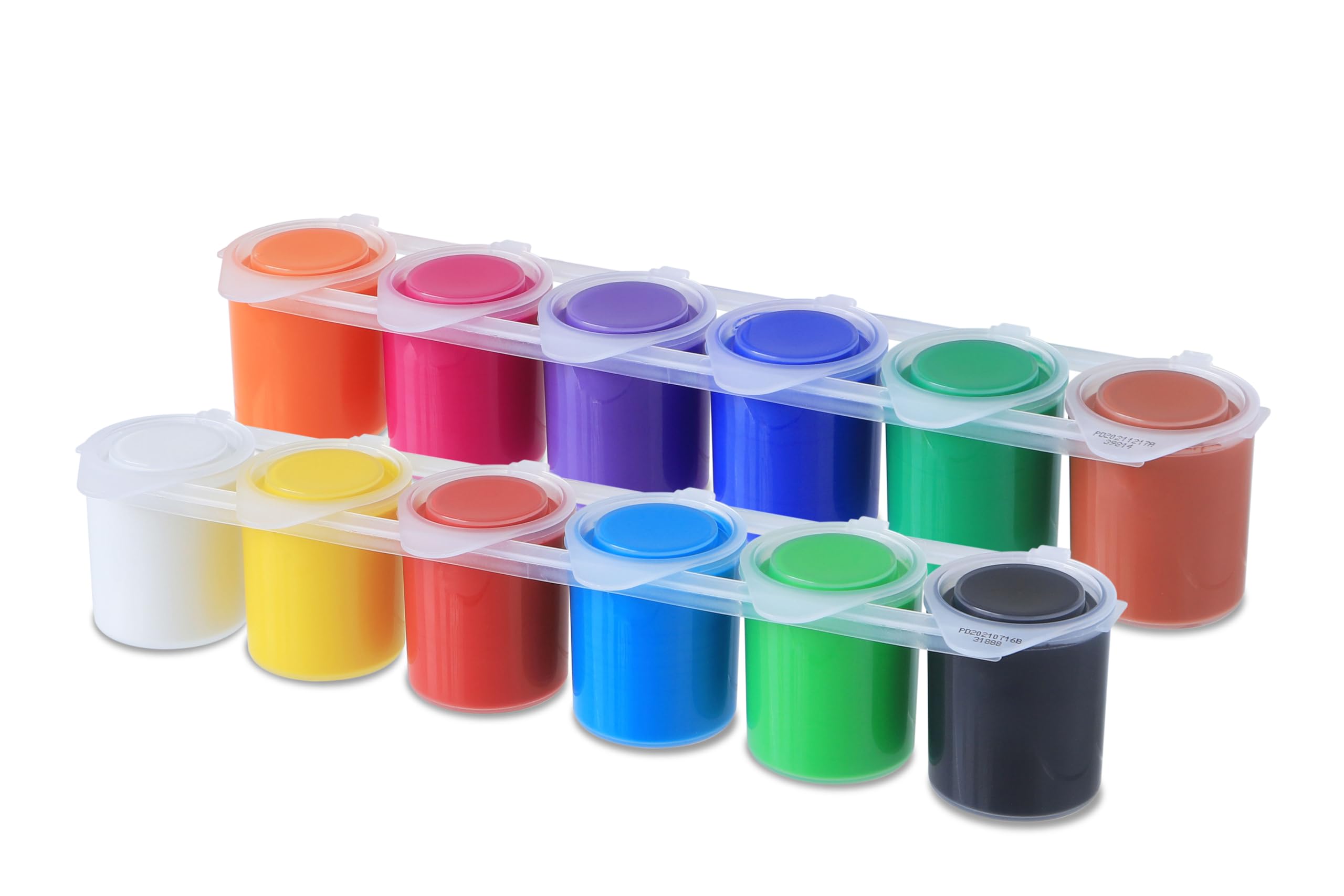 PRIMO - Tempere Lavabili per Bambini +3 Anni, 12 Colori per Bambini 25 ml in Vasetto Validi come Colori per Tessuti e Lavoretti Creativi, Pittura per Tessuti, Carta e Vetro, Colori a Tempera Coprenti