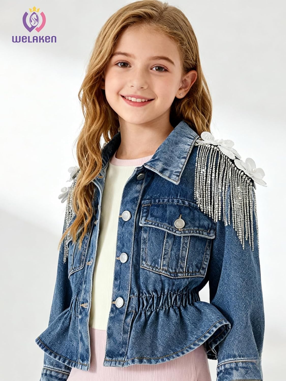 WELAKEN Girls Denim Jackets – Trendy Button-Up Outerwear for Kids - Image 3
