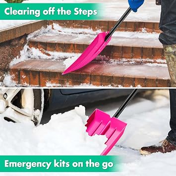 Kids Beach Sand Shovel, Lightweight Toddler Outdoor Shovel with Metal Handle, Durable Plastic Scoop for Sandcastle Building, Garden Digging, Camping, Snow Play and Backyard Activities