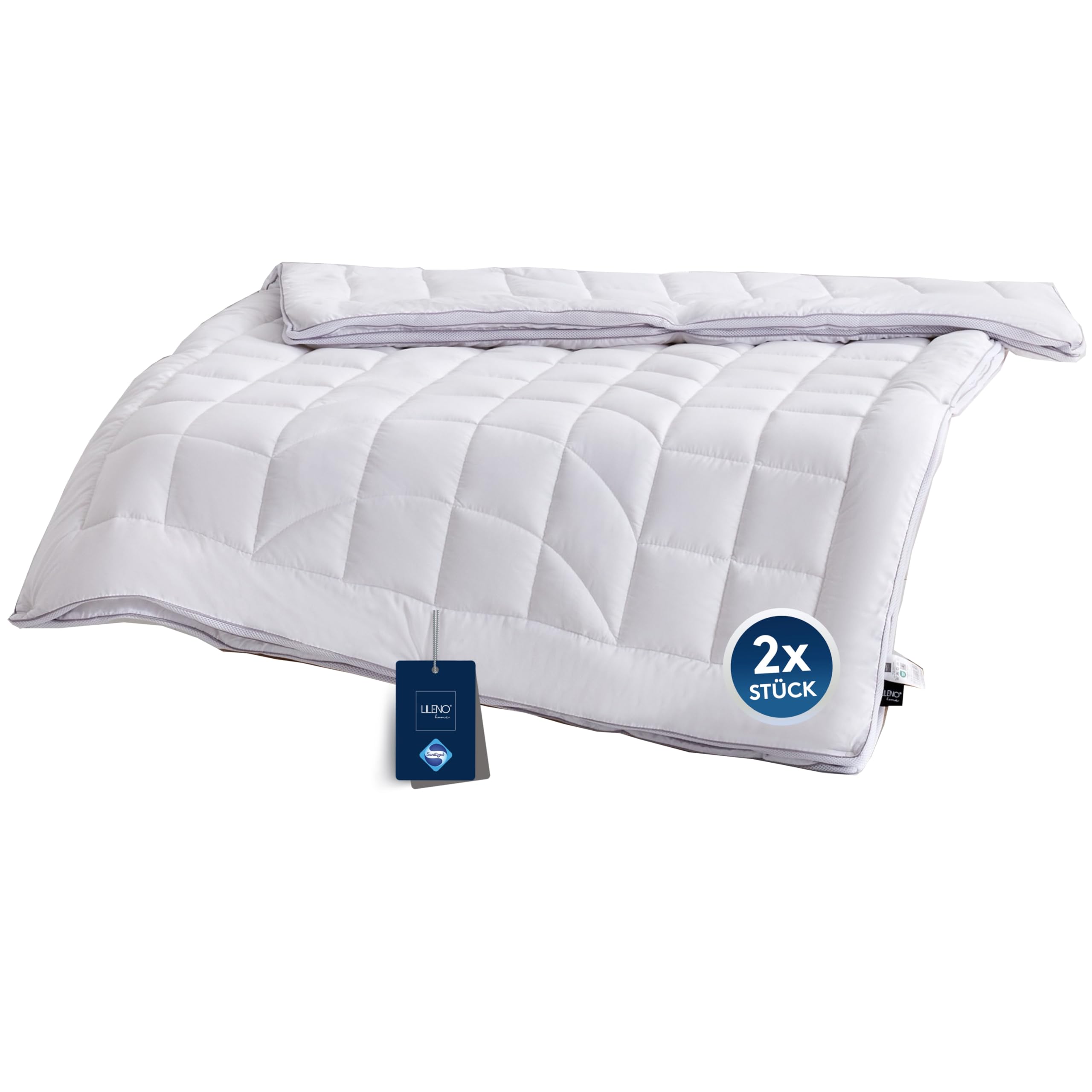 LILENO HOME Premium 4-Jahreszeiten Bettdecke 200x200 cm [2er Set] mit CoolComfort Klimanetz - Bettdecke 200x200 cm bestehend aus 2 Bettdecken - als Sommer u. Winter Decke - Kochfest bis 95°C