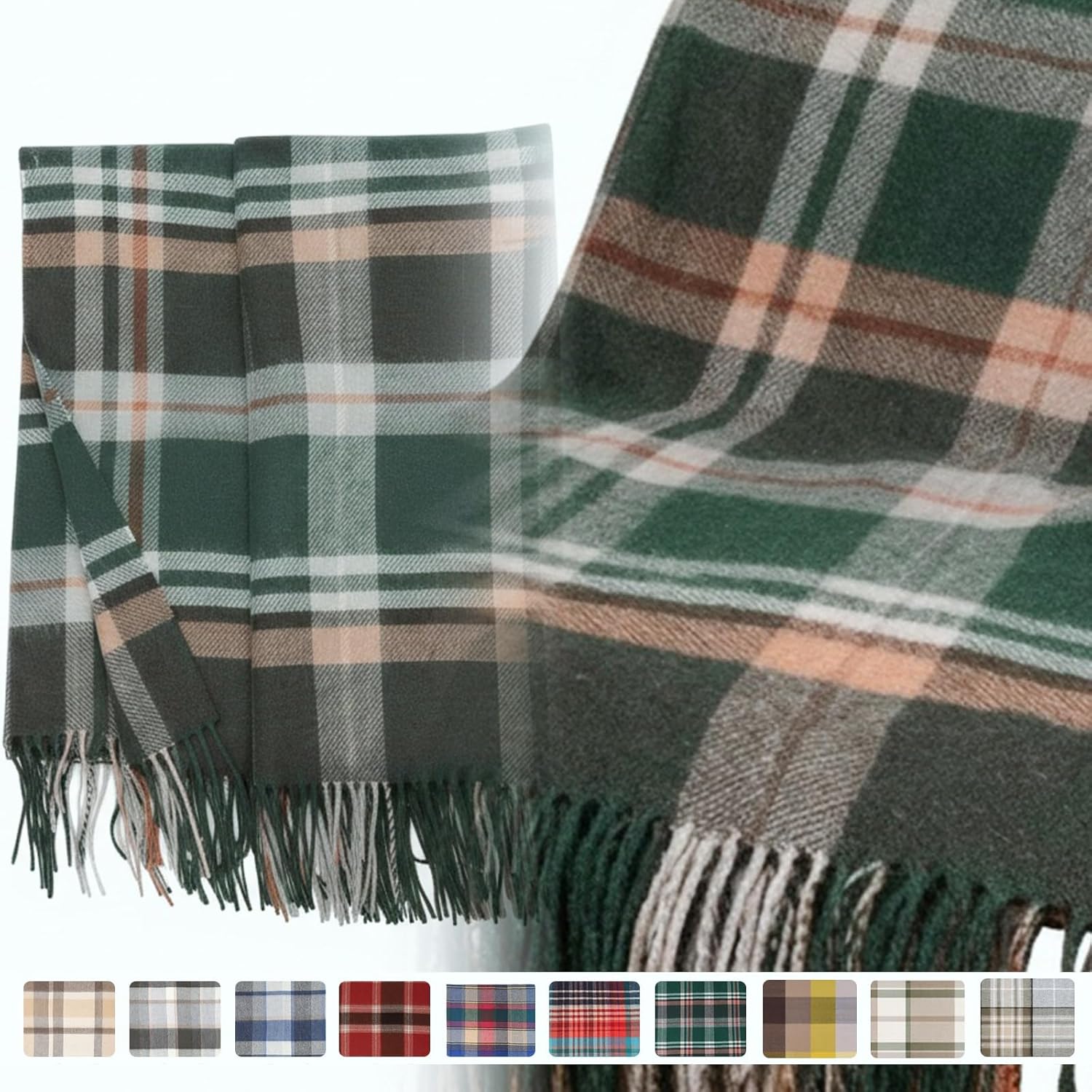 Wool Throw Blanket Plaid Blankets 83" x 55" Tartan Outdoor Camping Couch Sofa Bed Soft Warm Throws for Home Decor,1.5lb - Image 4