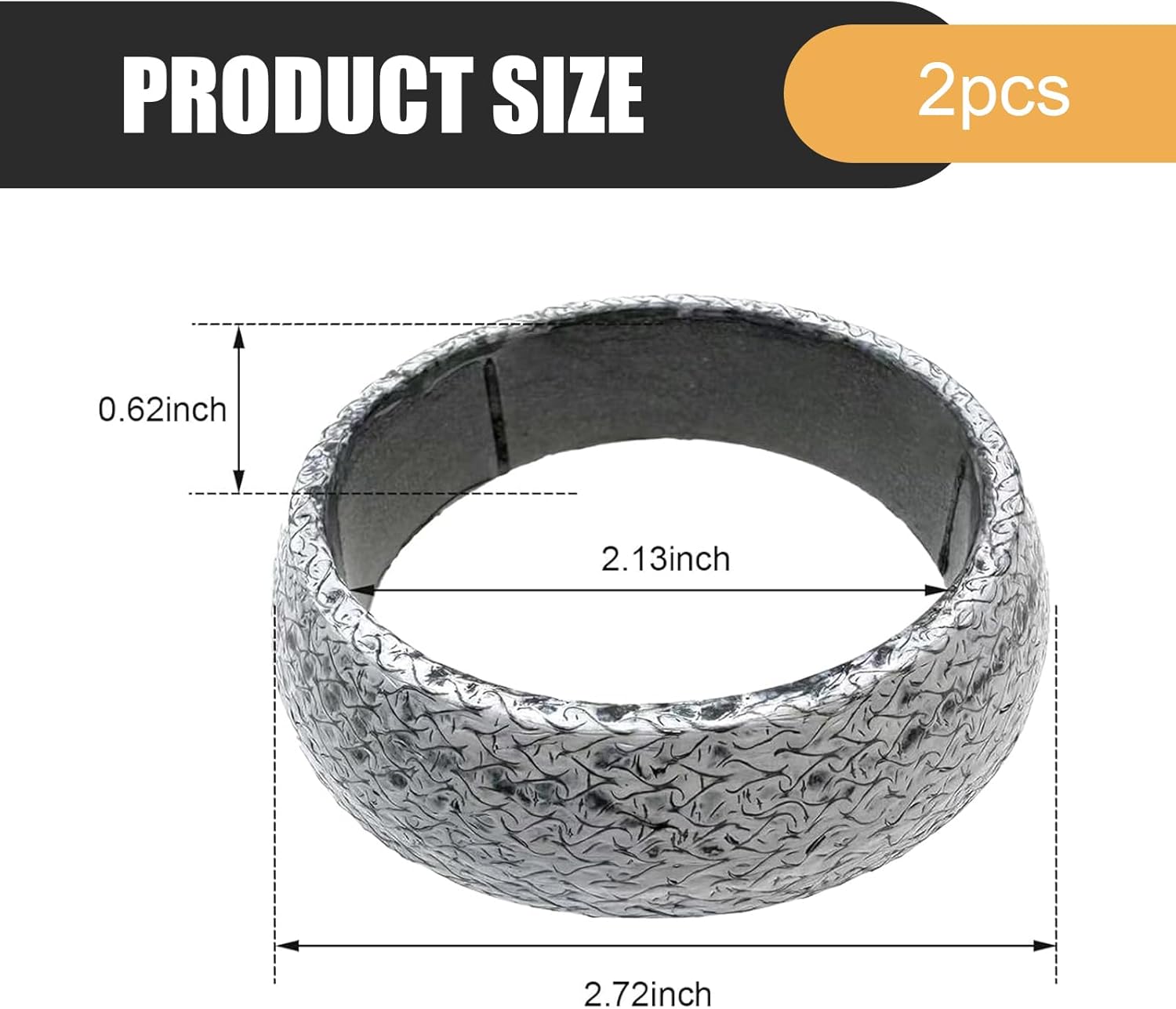 2 PCS Exhaust Manifold Gasket, 2.13 inch Graphite Flange Donut Gasket Seal, Leakproof Replacement for Exhaust Pipe & Manifold, Universal for Cars, SUV, Truck, RV (54MM) 54MM/2.13Inch