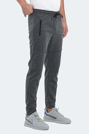 Slazenger ONLY IN Erkek Fermuar Cepli Gri Eşofman Altı