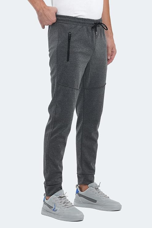 Slazenger ONLY IN Erkek Fermuar Cepli Gri Eşofman Altı