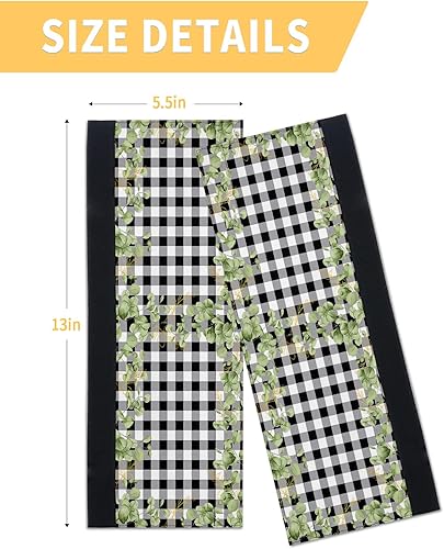 Miniatura 6 de Juego de 2 fundas para manijas de puerta de refrigerador a cuadros blancos y negros para lavavajillas, microondas, horno, nevera, estufa, accesorios