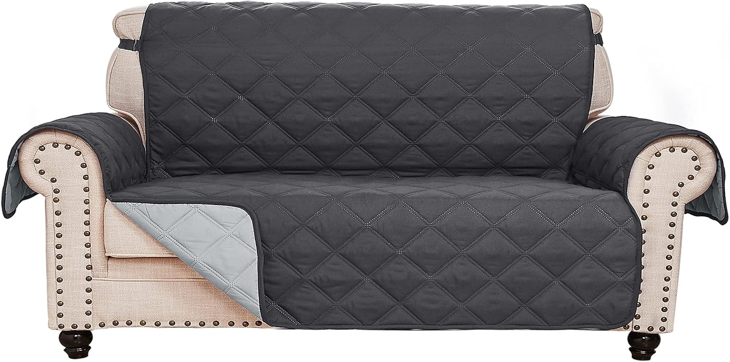 RHF Diamond Loveseat Covers for Dogs, Couch Covers for Dogs, Loveseat Cover for Dogs,Pet Cover for Loveseat, Loveseat Slipcover&Love Seat Couch Covers,Machine Washable(Loveseat:Charcoal/Grey)