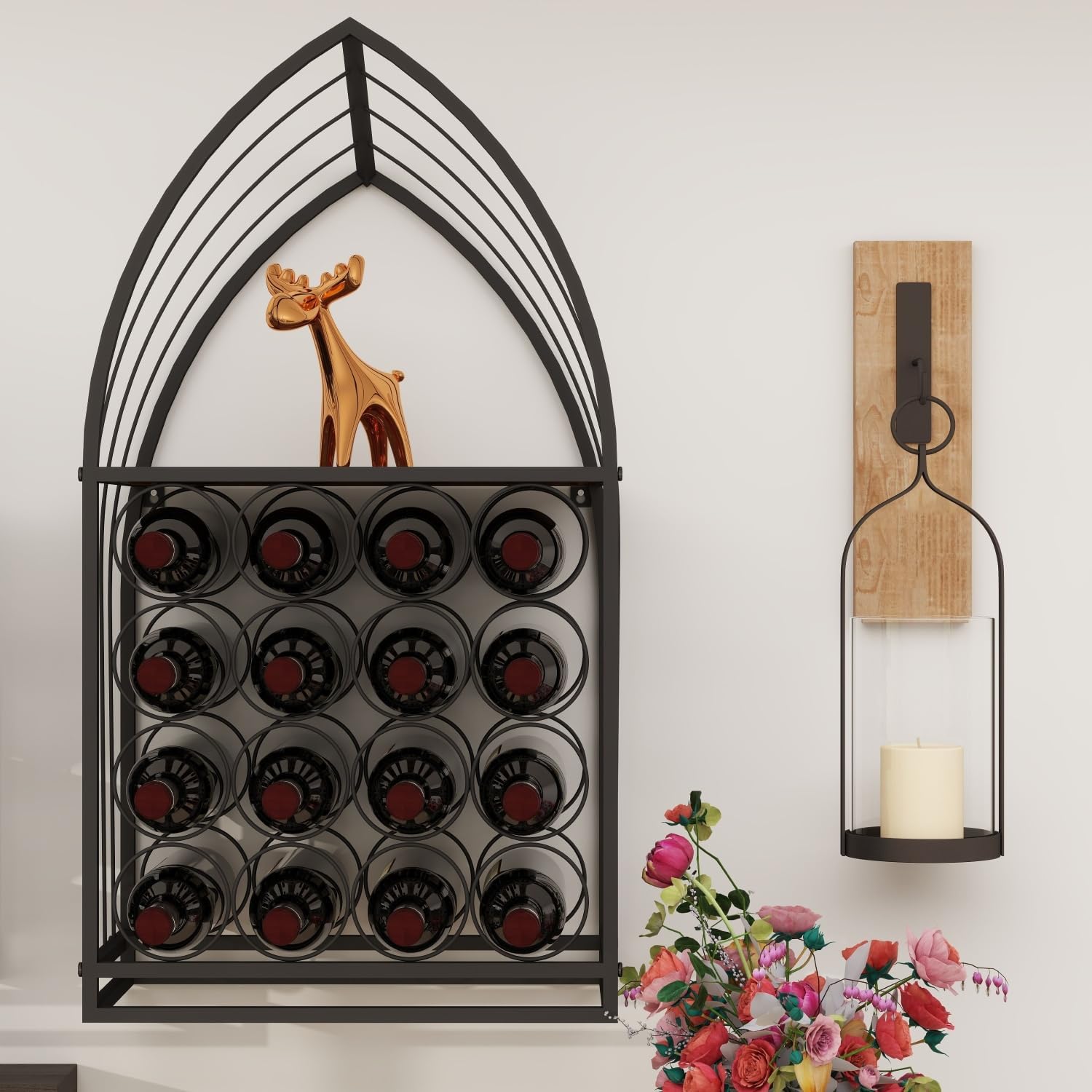 Geelife Sailboat Shaped Wine Cabinet Rack, 2 Piece Display Rack, Freestanding Storage for Wine & Spirits