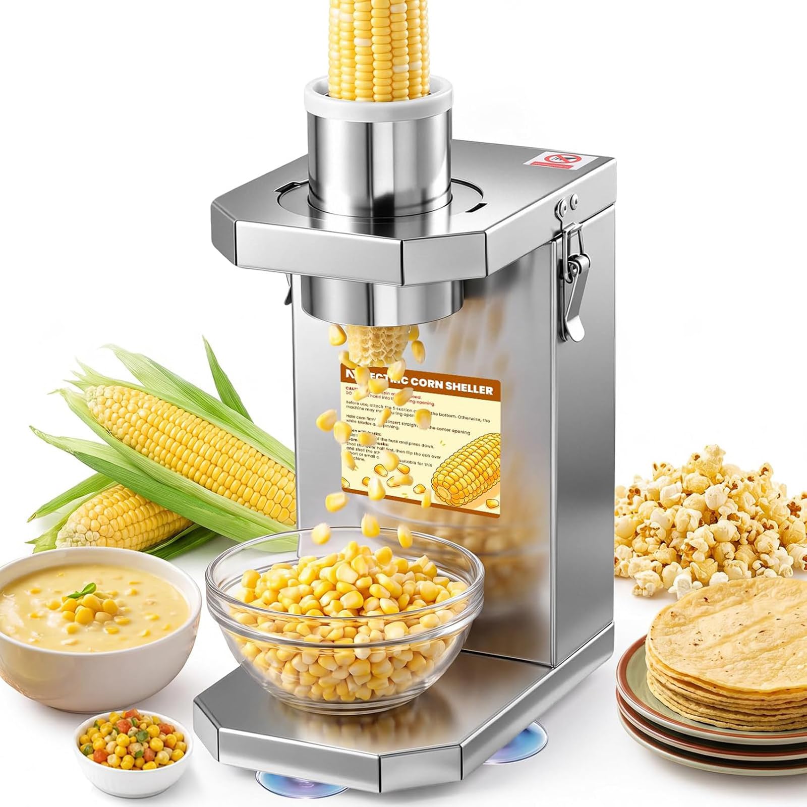 LQQYJSM Commercial Corn Peeler and Stripper Automatic Corn Kernel Remover