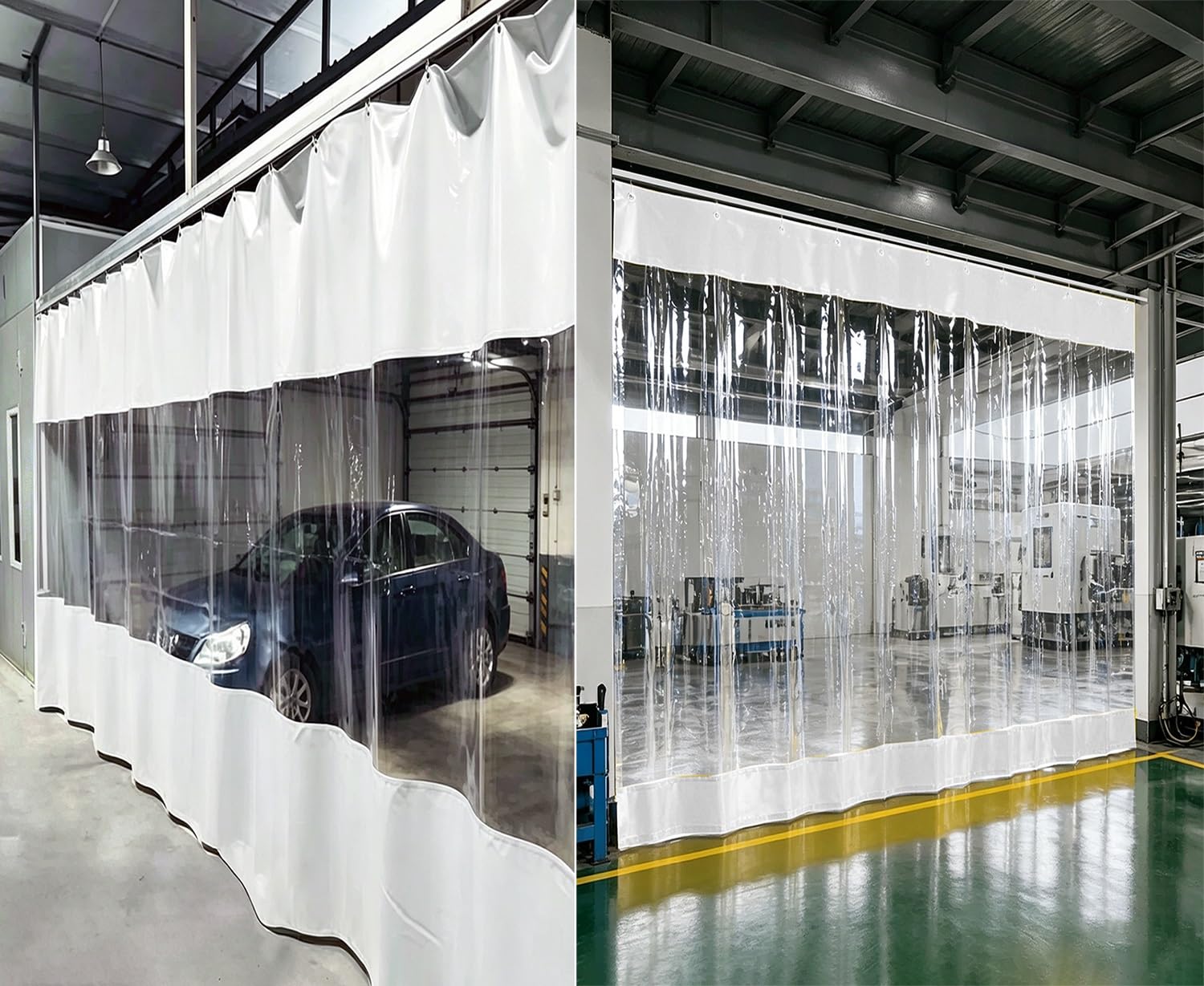 Rideau Exterieur Impermeable Rideau Coulissant Vinyle Séparation Pièce, Les Espaces Travail, Rideaux Séparation Rail Préserver L'intimité, Cloison Isolante Transparente Garage