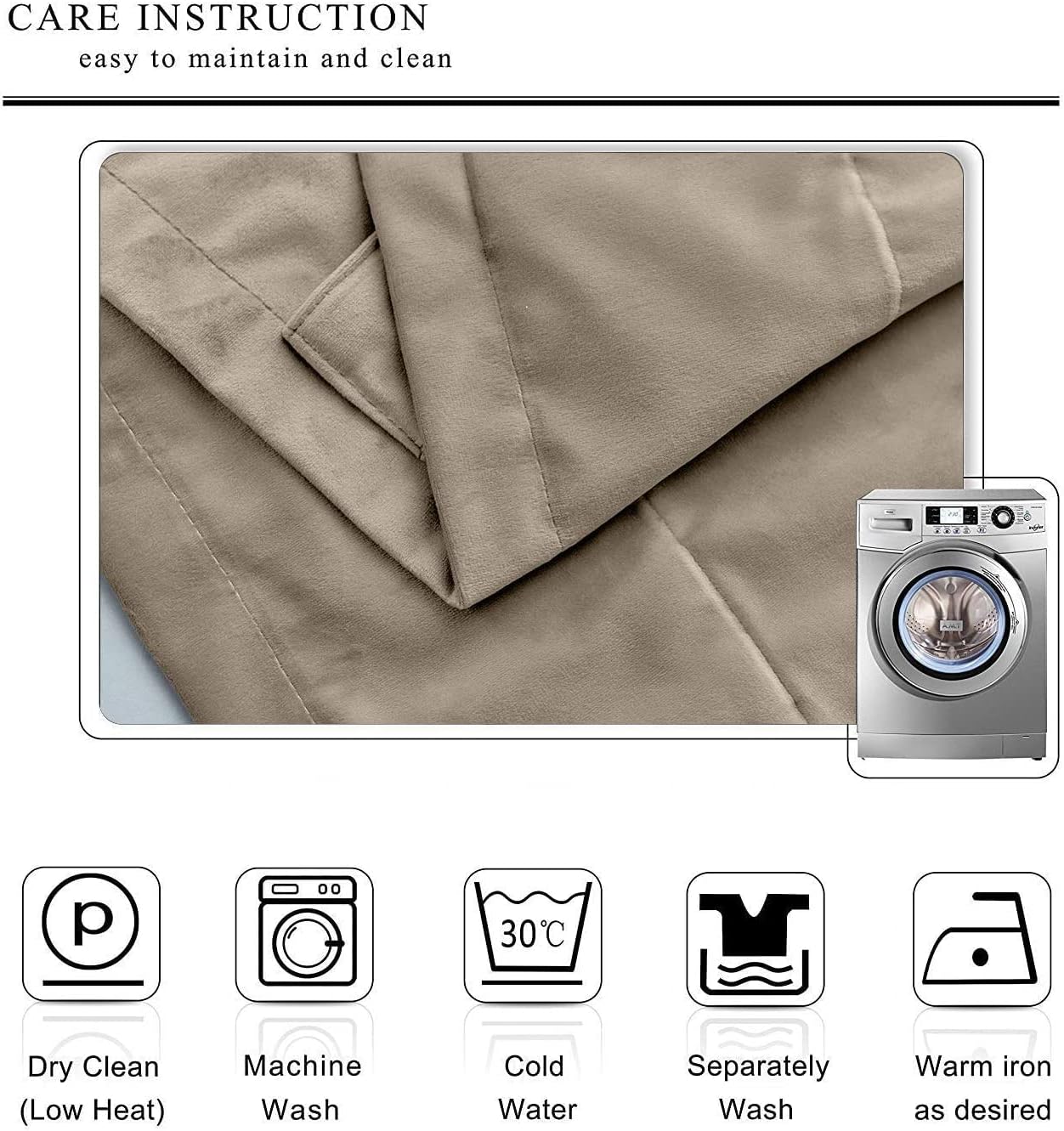 TWOPAGES Pinch Pleated Drape Extra Long Velvet Solid Curtain, 96 Inch Long Room Darkening Window Curtain for Living Room/Bedroom (Taupe 1 Panel 50Wx96L)