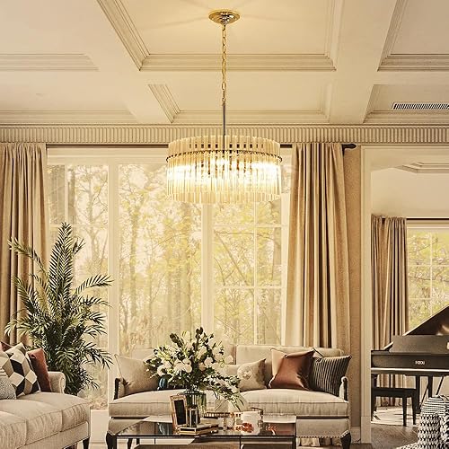 Miniatura 6 de Shrine Candelabros de tambor de iluminación, diseño moderno, lámpara colgante cromada para espacio vital, 18 pulgadas de profundidad x 17 pulgadas,