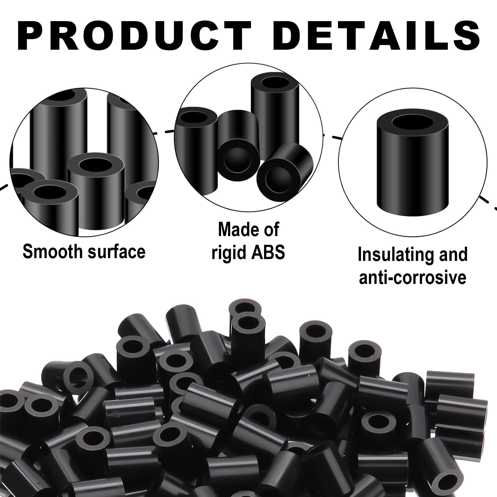 Manicotti distanziatori in plastica 50 pz M6 Manicotti distanziatori in Gomma 11x3 mm - Dischi distanziatori isolanti Neri per Viti - schermatura e Protezione