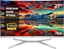 Computador All in One Curvo 27" 75Hz Full HD Painel VA i5 6500 512GB 16GB RAM DDR3 Wi-Fi 2.4 e 5GHz com Alto-Falante Integrado