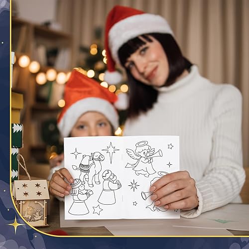 Miniatura 5 de Fulmoon 48 libros para colorear para manualidades, libro de dibujo artístico, libros a granel para actividades de relleno de regalos (natividad)