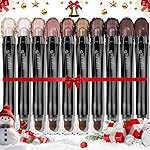 LUXAZA PRO Brown Eyeshadow Stick Makeup Set 10PCS, Neutral Shimmer And Matte Cream Eye Shadow Palette, Metallic Bronze Smoky Eyeliner Brightener Crayon Pencil Kit, Ideal Gift for Women -Ash Rose