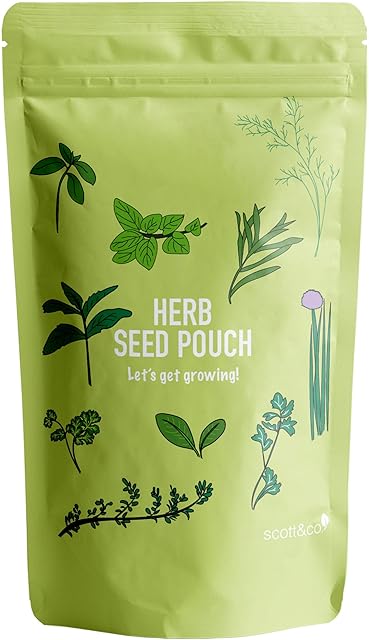 Scott&Co Herb Seed Variety Pack, UK Indoor and Outdoor Planting, Basil, Chives, Parsley, Coriander, Thyme, Peppermint, Oregano, Sorrel, Tarragon, Dill Herb Seeds, Gardening Gifts for Men and Women