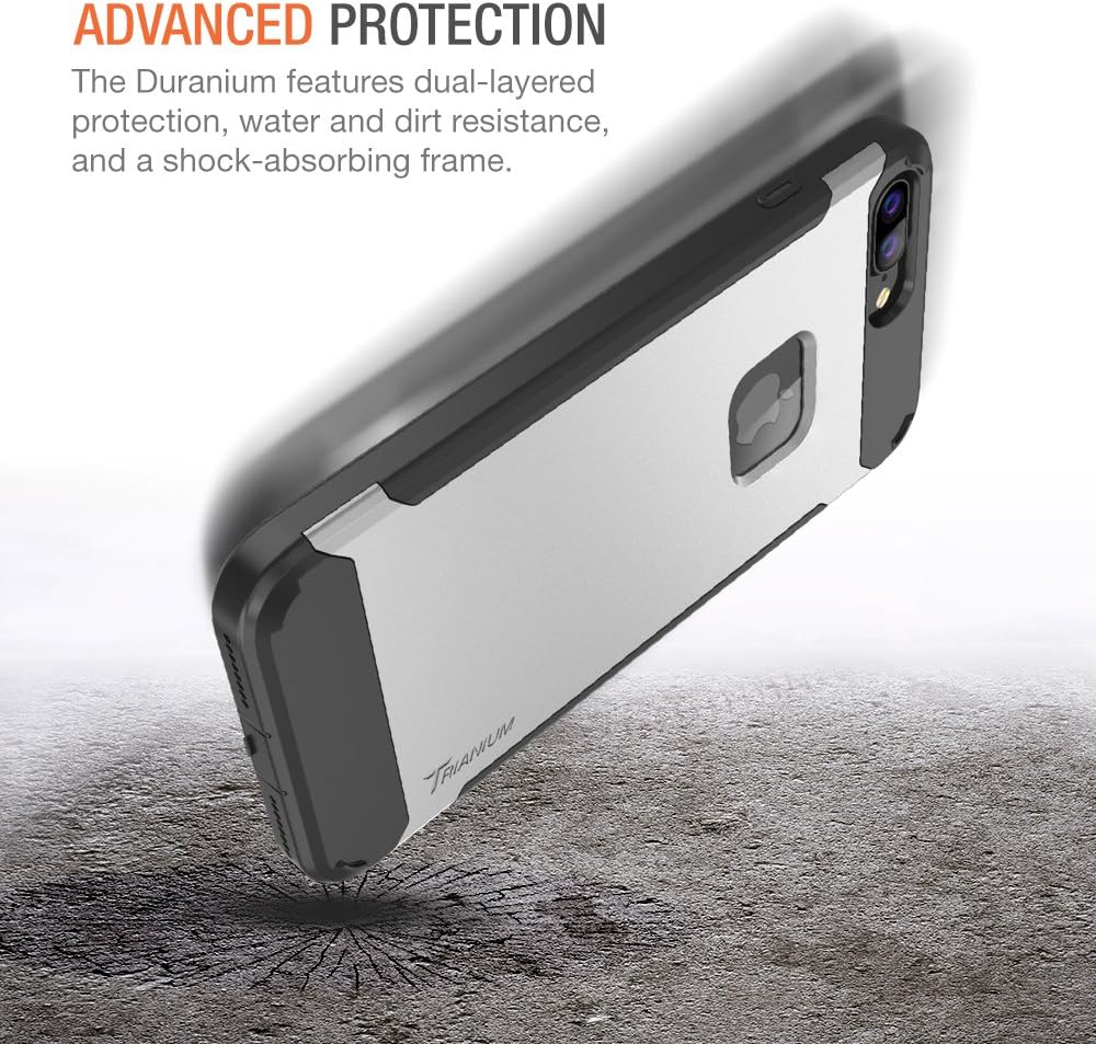 Trianium iPhone 7 Plus Case, [Duranium Series] Heavy Duty Protective Cases Shock Absorption Hard Covers w/Built-in Screen Protector+ Holster Belt Clip Kickstand for Apple iPhone 7 Plus 2016-Silver