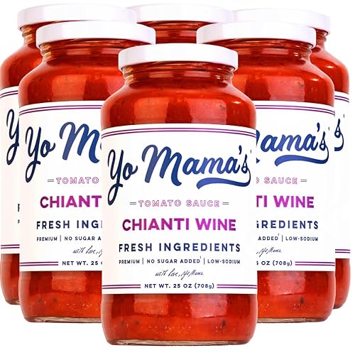 Miniatura 131 de Salsa de pasta Keto Chianti Wine de Yo Mama’s Foods – Pack de (2) – Sin azúcar añadida, baja en carbohidratos, baja en sodio, sin gluten, apta