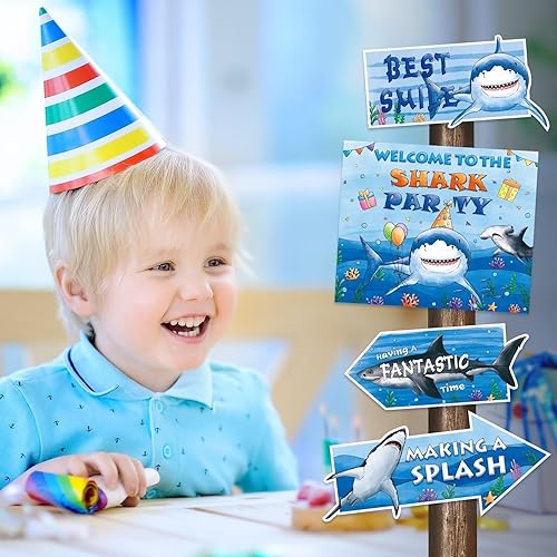 Miniatura 179 de WERNNSAI Decoraciones de fiesta de tiburón: 6 piezas divertidas de decoración de fiesta de cumpleaños de tiburón para niños y niños bajo el mar