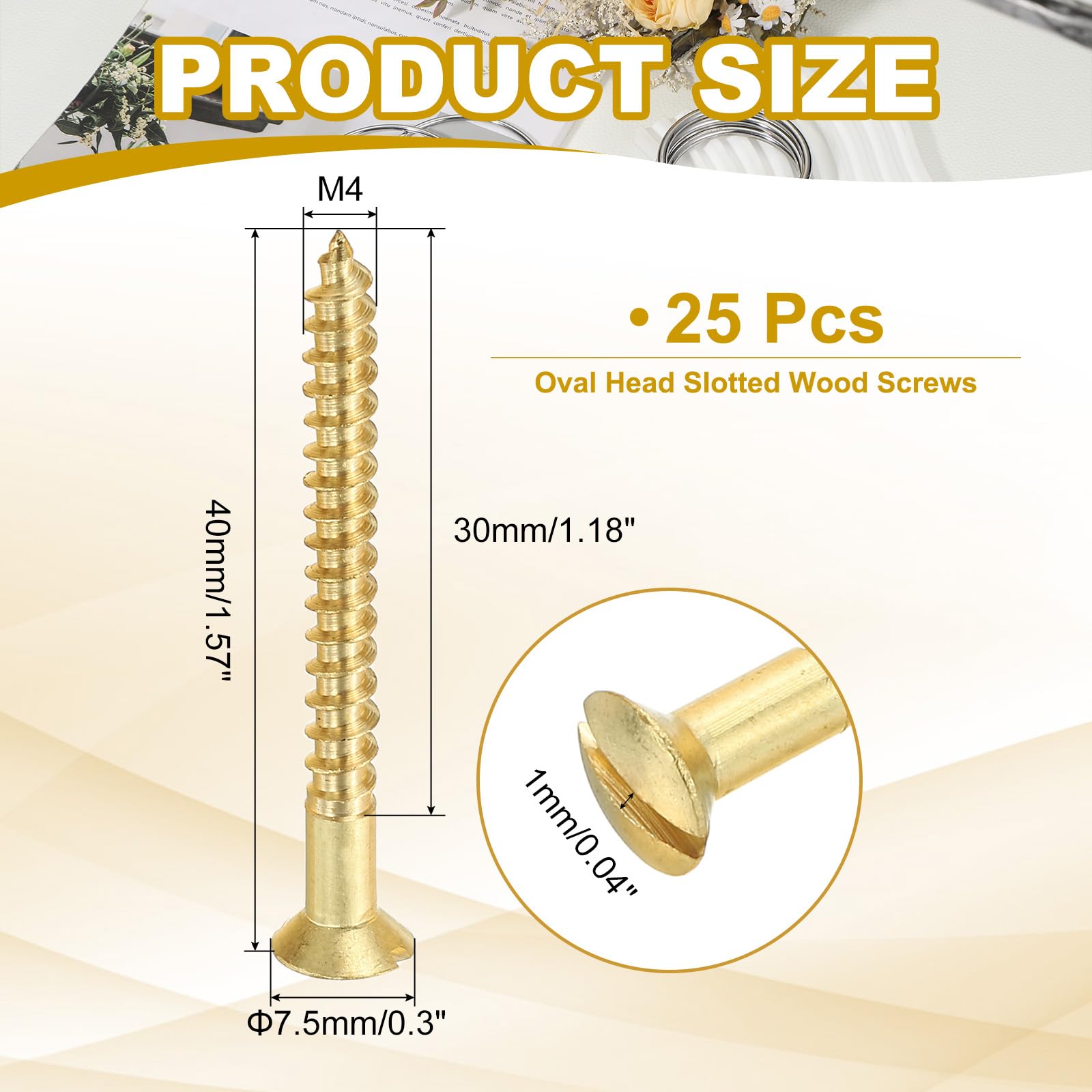 PATIKIL M4 x 40mm Slotted Wood Screw - Image 2