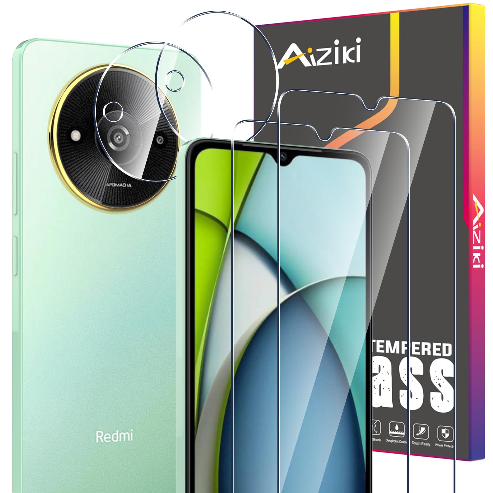 2+2Pack for Xiaomi Redmi A3X Screen Protector with Camera Lens Protector, HD Clear Tempered Glass, 99.99% HD Clear, Anti Scratch, Case Friendly for Redmi A3X Screen Protector