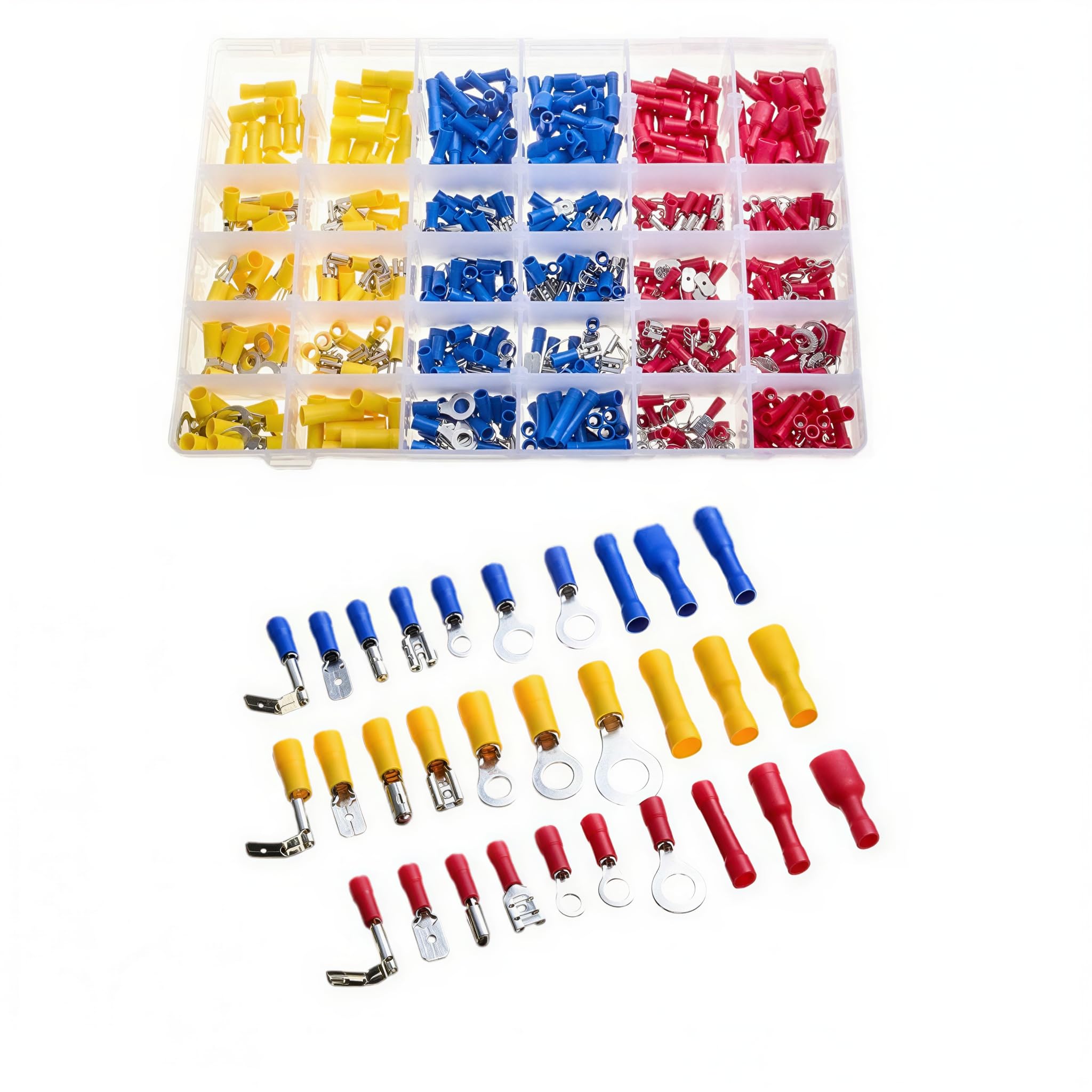 Lot de 480 connecteurs de fils électriques, bornes à sertir isolées, multicolores, adaptés pour les bagues mixtes, fourches, bêches, balle, déconnexion rapide