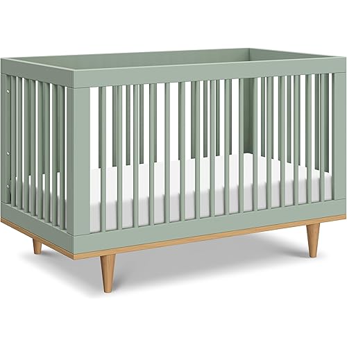 Davinci Marley 3-in-1 Baby Crib Convertible to Toddler Bed & Daybed - Easy to Assemble Wooden Crib - GREENGUARD Gold Certified - 4 Adjustable Heights - Conversion Kit Sold Separately, Light Sage