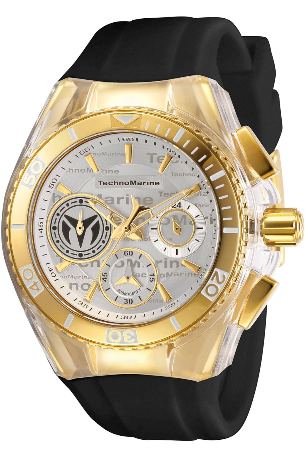 TechnomarineWomen's Cruise California Stainless Steel Quartz Watch with Silicone Strap, Black, 26.25 (Model: TM-118136)