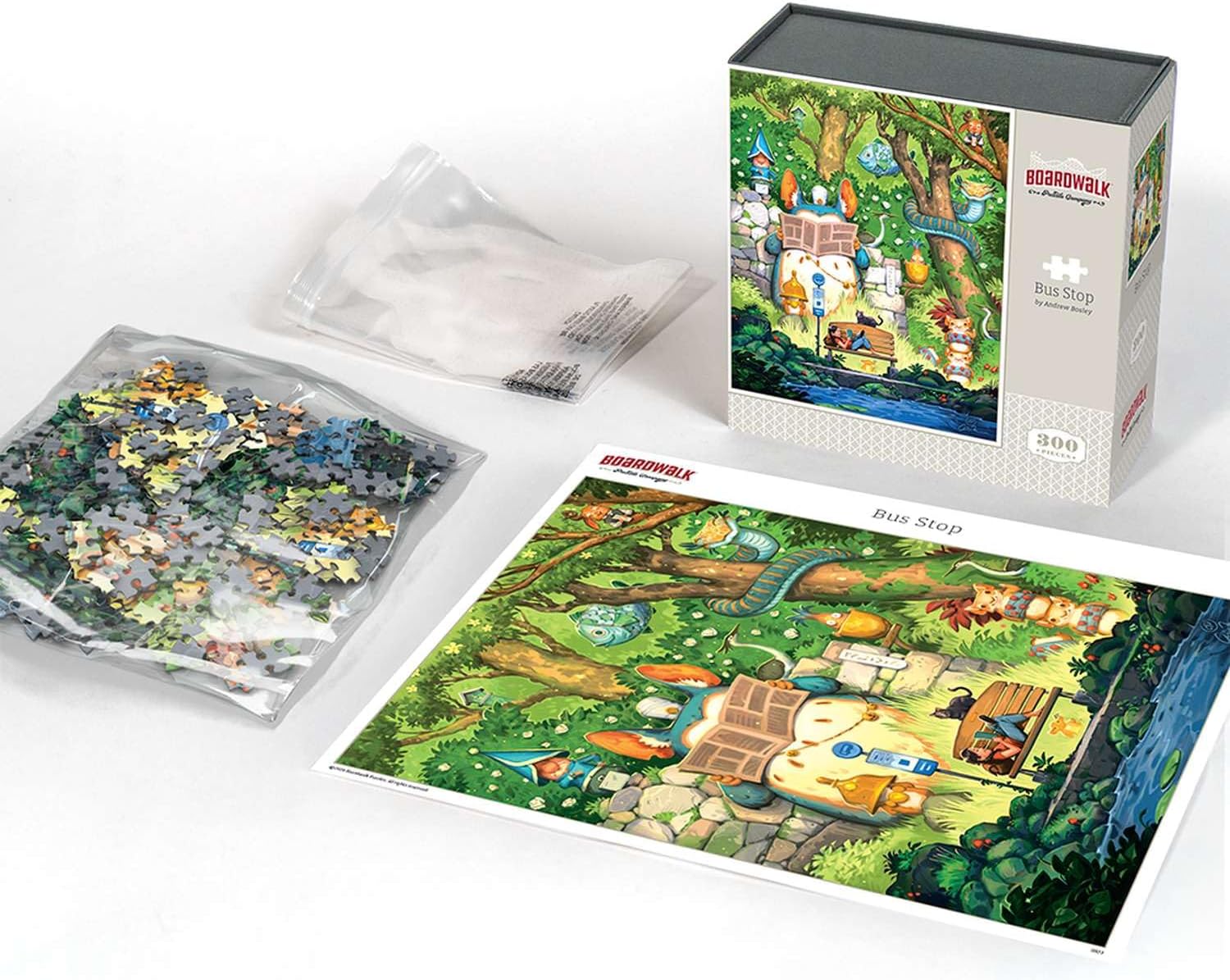 Boardwalk Puzzles Bus Stop, 300 Piece Jigsaw Puzzle, 16 x 20 Inches, Made in USA