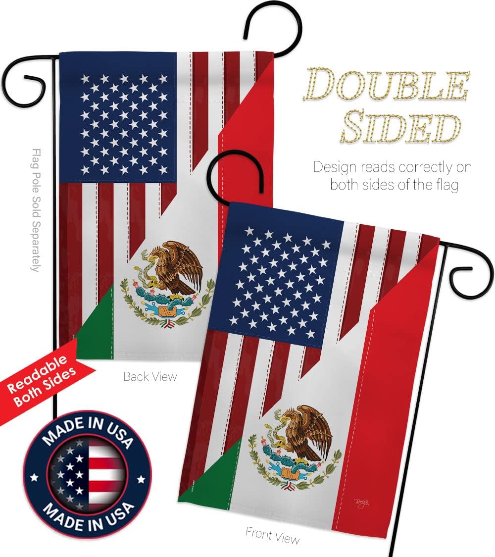 Breeze Decor G158205 US Mexico Friendship Flags of the World US Friendship Impressions Decorative Vertical Garden Flag 13" x 18.5" Printed In USA Multi-Color