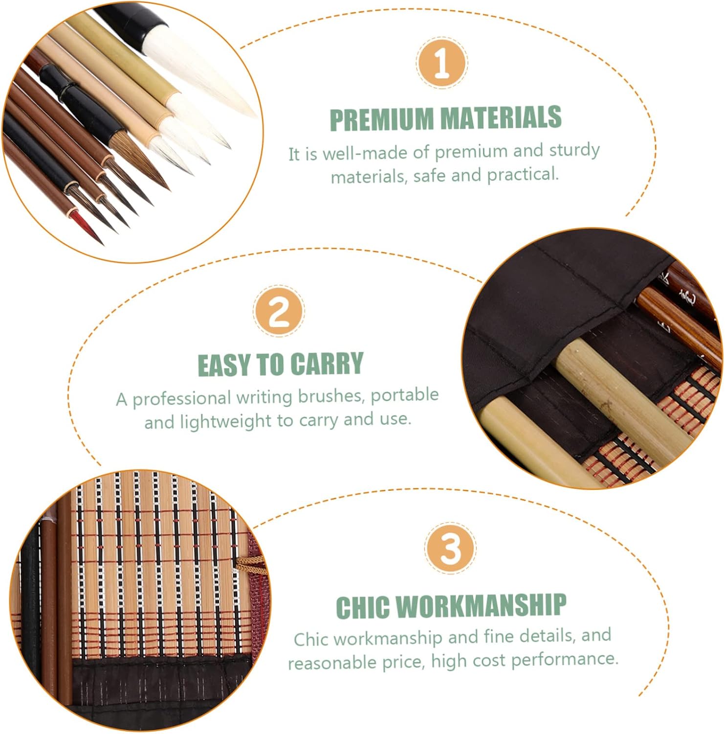 Chinese Calligraphy Brush Set for Beginners 12Pcs Watercolor Ink Brushes Wooden Handles for Sumi Painting and Art Supplies