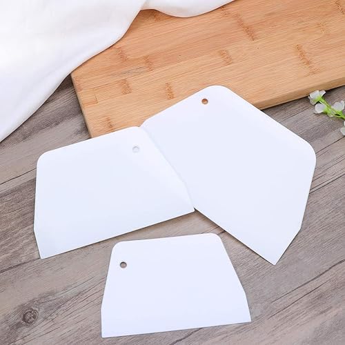 Miniatura 8 de Raspador de masa, 3 piezas, raspador de tazón, cortador de masa de plástico seguro para alimentos, raspador de plástico flexible, raspador de banco,